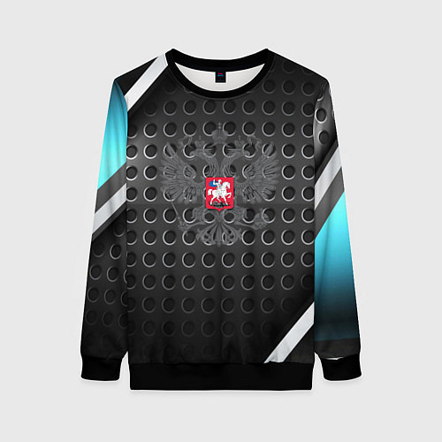 Женский свитшот Россия герб карбон / 3D-Черный – фото 1