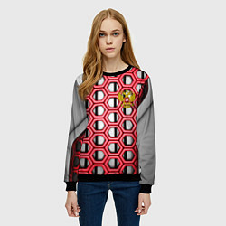 Свитшот женский Россия герб сетка метала, цвет: 3D-черный — фото 2
