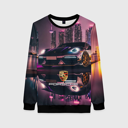 Женский свитшот Porshe night city / 3D-Черный – фото 1