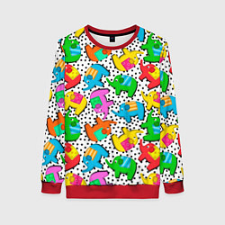 Женский свитшот Нашивки слоники паттерн