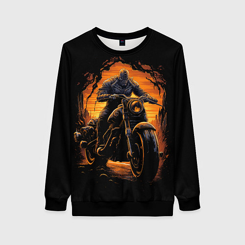 Женский свитшот Призрачный гонщик байкер / 3D-Черный – фото 1