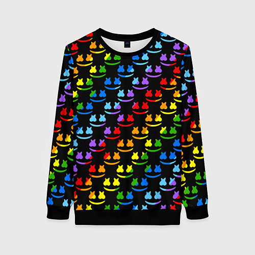 Женский свитшот Marshmello pattern neon / 3D-Черный – фото 1