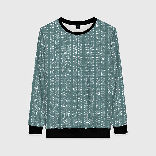 Женский свитшот Холодный синий полосы в мелкую крапинку / 3D-Черный – фото 1