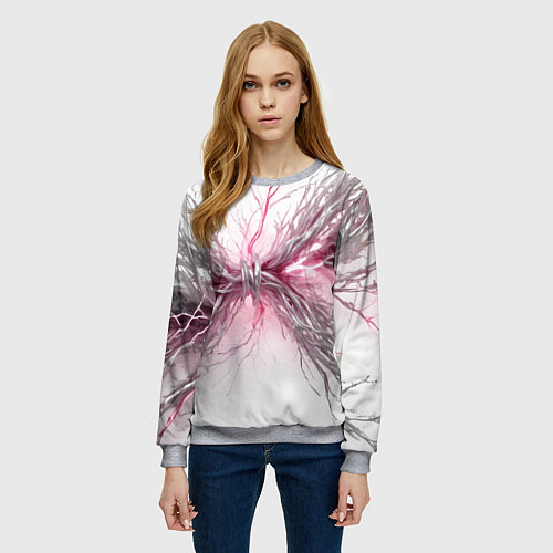 Женский свитшот Электрическое сплетение / 3D-Меланж – фото 3