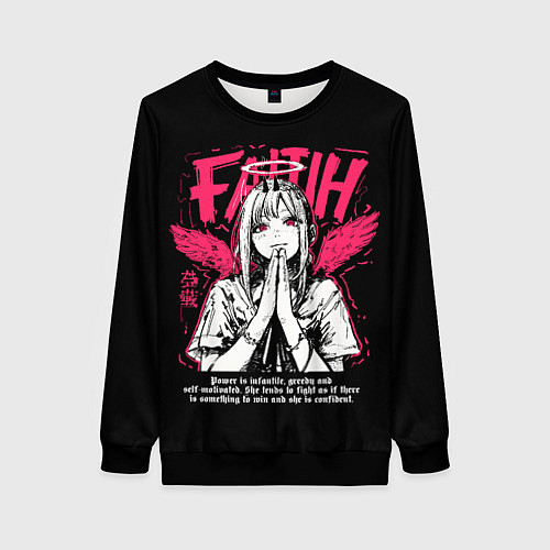 Женский свитшот Пауэр ангел - Человек бензопила / 3D-Черный – фото 1