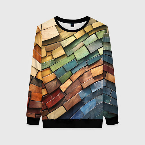 Женский свитшот Волнистая мозаика / 3D-Черный – фото 1