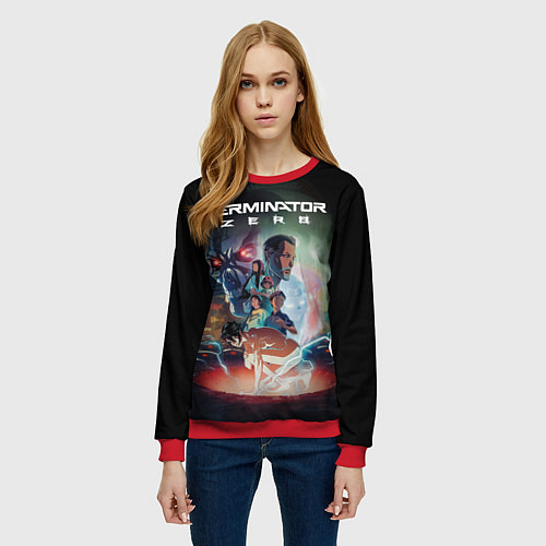 Женский свитшот Терминатор зеро персонажи / 3D-Красный – фото 3