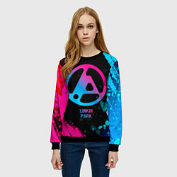 Свитшот женский Linkin Park 2024 - neon gradient, цвет: 3D-черный — фото 2