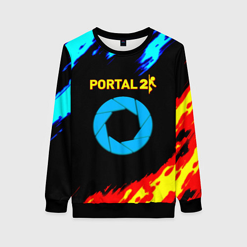 Женский свитшот Portal лёд и пламя / 3D-Черный – фото 1