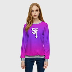 Свитшот женский Sally Face neon gradient, цвет: 3D-меланж — фото 2