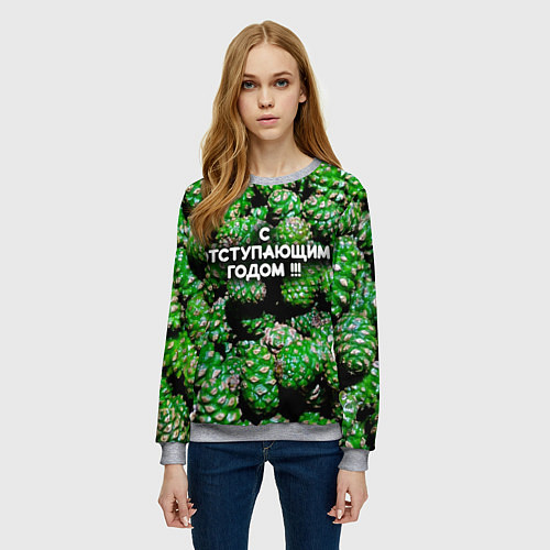 Женский свитшот Гора зеленых шишек: с отступающим годом / 3D-Меланж – фото 3