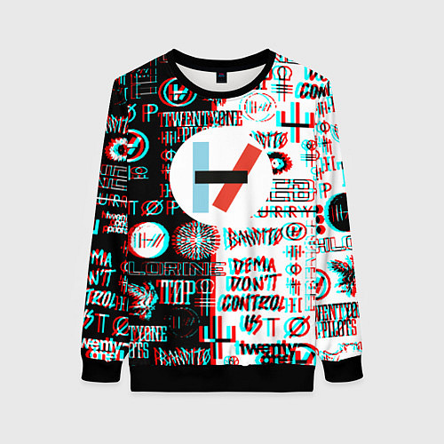 Женский свитшот Twenty one pilots glitch pattern / 3D-Черный – фото 1