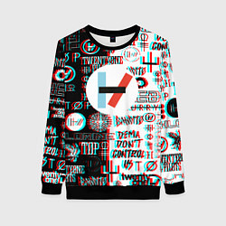 Свитшот женский Twenty one pilots glitch pattern, цвет: 3D-черный