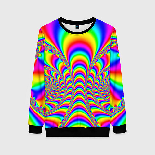 Женский свитшот Оптические иллюзии волны неон / 3D-Черный – фото 1