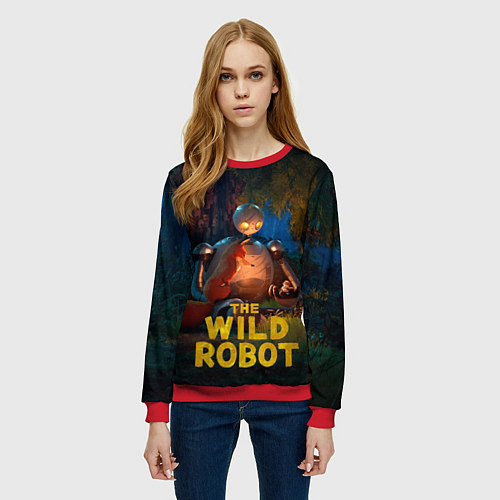 Женский свитшот Дикий робот с друзьями / 3D-Красный – фото 3