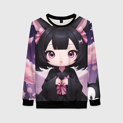 Женский свитшот Куроми цветы / 3D-Черный – фото 1