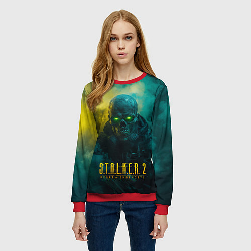 Женский свитшот Stalker 2 скелет в форме / 3D-Красный – фото 3