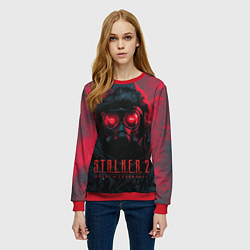 Свитшот женский Stalker 2 в противогазе, цвет: 3D-красный — фото 2