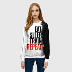 Свитшот женский Eat sleep train repeat, цвет: 3D-белый — фото 2