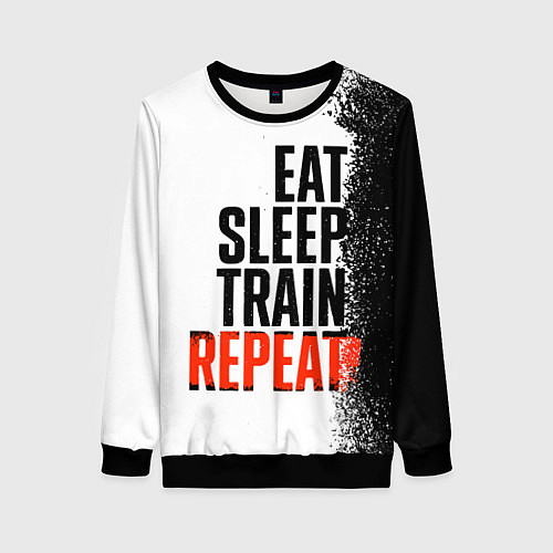 Женский свитшот Eat sleep train repeat / 3D-Черный – фото 1