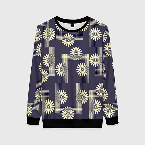Женский свитшот Цветочный геометрический узор / 3D-Черный – фото 1
