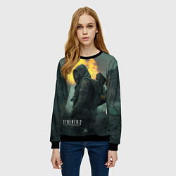 Свитшот женский Stalker город в тумане, цвет: 3D-черный — фото 2