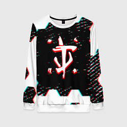 Свитшот женский Doom hexagon glitch color, цвет: 3D-белый