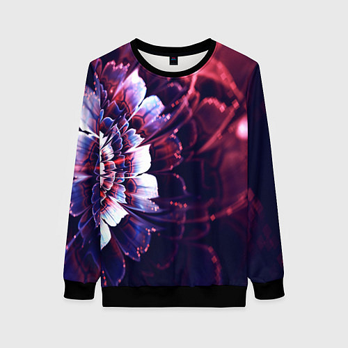 Женский свитшот Фрактальный цветок абстракция / 3D-Черный – фото 1