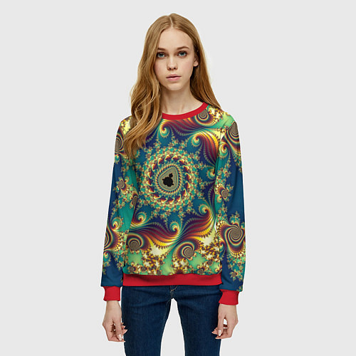 Женский свитшот Оптический узор текстура / 3D-Красный – фото 3