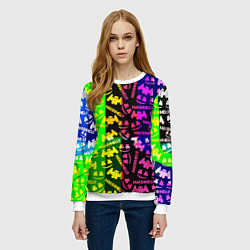 Свитшот женский Marshmello pattern neon steel, цвет: 3D-белый — фото 2