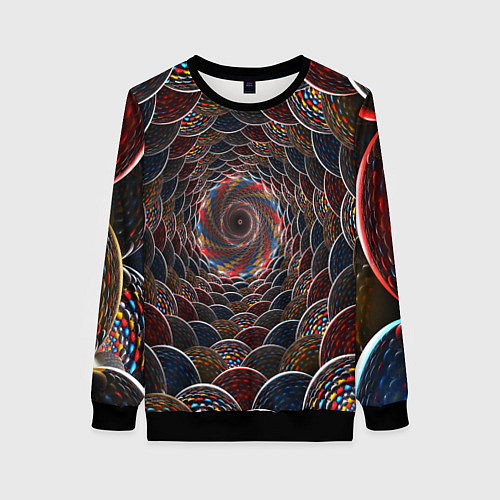 Женский свитшот Оптические волны абстракция / 3D-Черный – фото 1