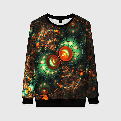 Женский свитшот Фрактальный узор абстрактный / 3D-Черный – фото 1