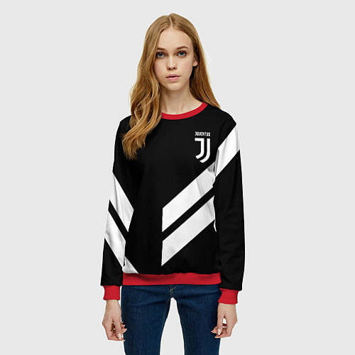 Женский свитшот Juventus line white / 3D-Красный – фото 3