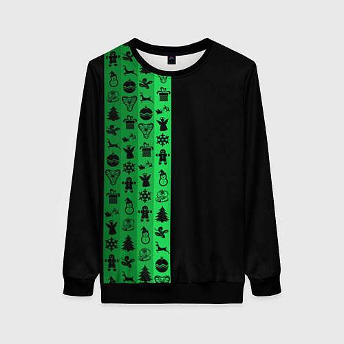 Женский свитшот Новогодние узоры / 3D-Черный – фото 1