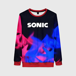 Свитшот женский Sonic neon flame, цвет: 3D-красный