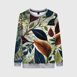 Свитшот женский Листья искусство, цвет: 3D-меланж