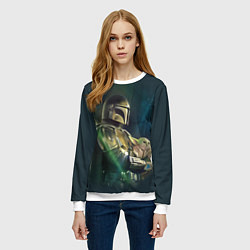 Свитшот женский Куда я туда и он - Мандалорец, цвет: 3D-белый — фото 2