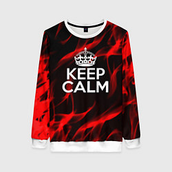 Свитшот женский Keep calm flame red, цвет: 3D-белый