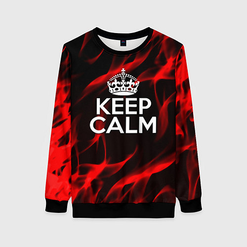 Женский свитшот Keep calm flame red / 3D-Черный – фото 1