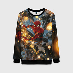 Свитшот женский Spiderman на новогодней елке, цвет: 3D-черный