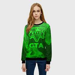 Свитшот женский GTA - green gradient, цвет: 3D-черный — фото 2