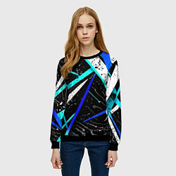 Свитшот женский Разноцветные праздничные линии, цвет: 3D-черный — фото 2