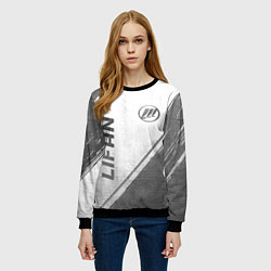 Свитшот женский Lifan - white gradient вертикально, цвет: 3D-черный — фото 2