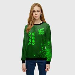 Свитшот женский Tokyo Ghoul - green gradient вертикально, цвет: 3D-черный — фото 2