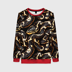 Свитшот женский Змея черно-белая, цвет: 3D-красный