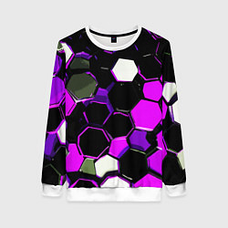 Женский свитшот Розово-белые шестиугольники на чёрном фоне