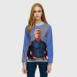 Свитшот женский Хоумлендер задумчивый Пацаны, цвет: 3D-меланж — фото 2