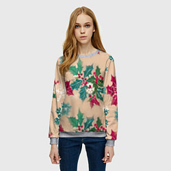 Свитшот женский Новогодний узор, цвет: 3D-меланж — фото 2