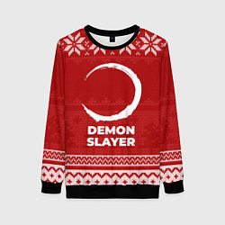 Свитшот женский Новогодний Demon Slayer, цвет: 3D-черный