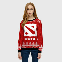 Свитшот женский Новогодний Dota с оленями, цвет: 3D-черный — фото 2
